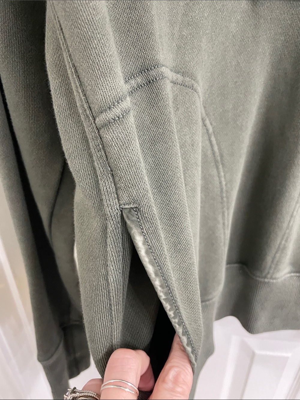 Aerie Quarter Button Olive Green Sweatshirt - Picture 4 of 8